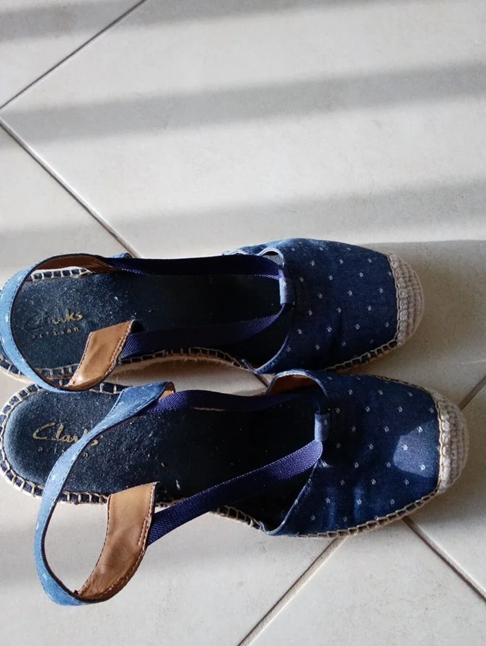 Clarks Navy Wedge Sandals